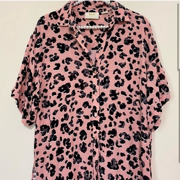 Anthropologie Maeve Pink Animal Print Maxi Top Blouse Combo SIZE SMALL - Picture 3 of 8
